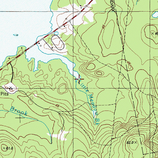 Topographic Map of Little Meadow Brook, ME