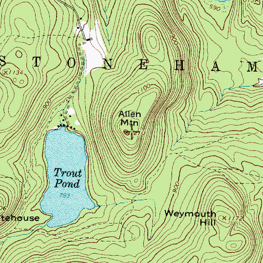 Topographic Map of Allen Mountain, ME