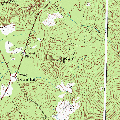 Topographic Map of Bacon Hill, ME