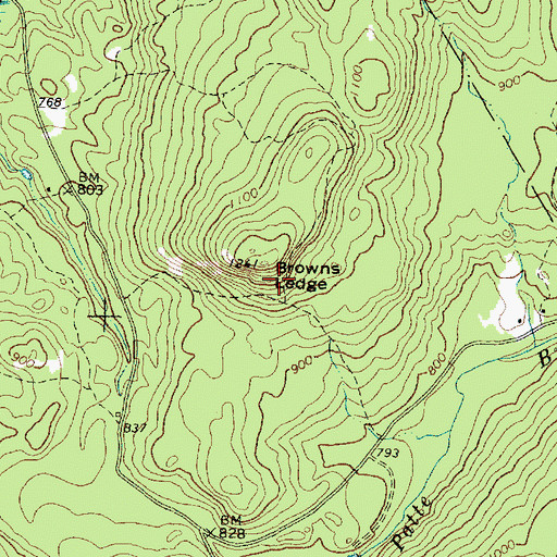 Topographic Map of Browns Ledge, ME