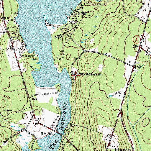 Topographic Map of Camp Aqawam, ME