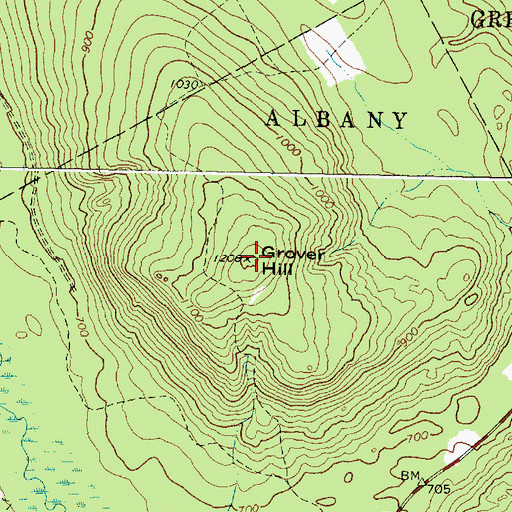 Topographic Map of Grover Hill, ME