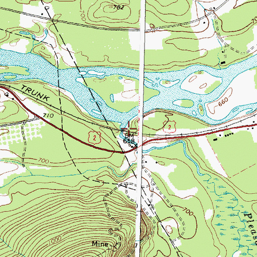 Topographic Map of Pleasant River, ME