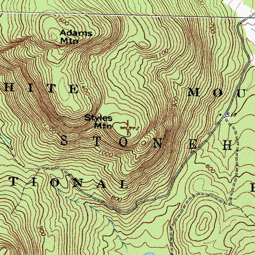 Topographic Map of Stiles Mountain, ME