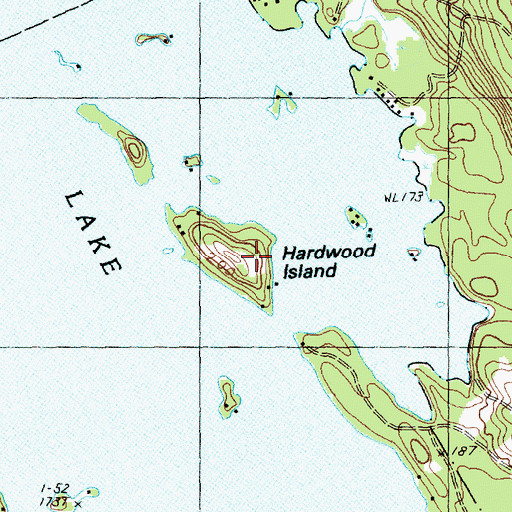 Topographic Map of Hardwood Island, ME