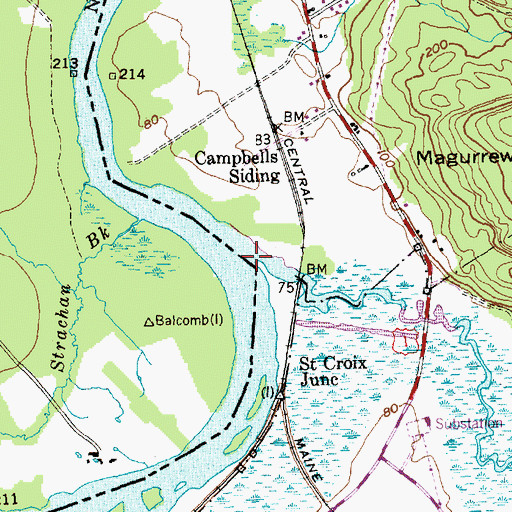 Topographic Map of Magurrewock Stream, ME