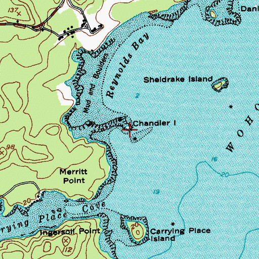 Topographic Map of Chandler Island, ME