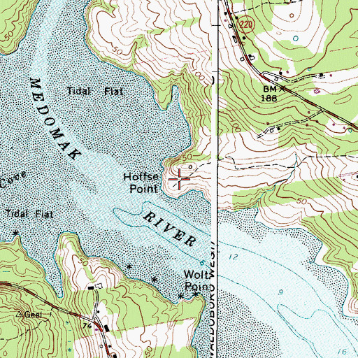 Topographic Map of Hoffse Point, ME
