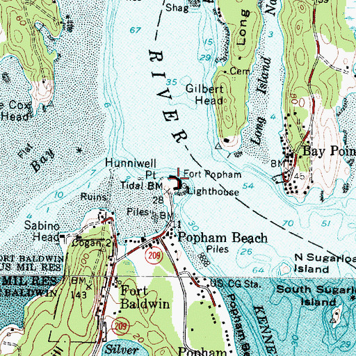 Topographic Map of Hunnewell Point, ME