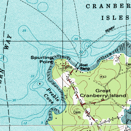Topographic Map of Spurling Point, ME