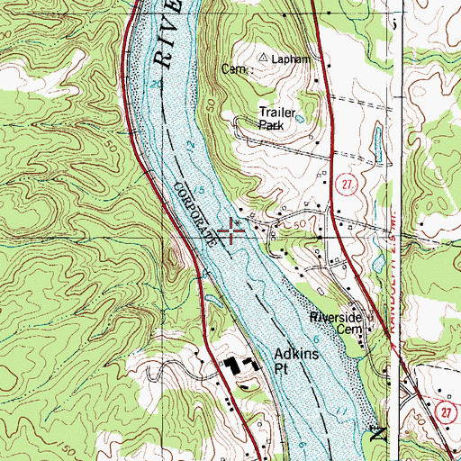 Topographic Map of Greens Ledge, ME