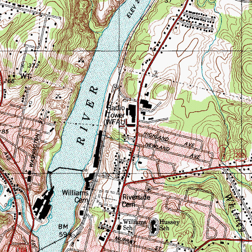 Topographic Map of WMDR-AM (Augusta), ME