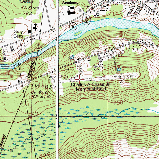 Topographic Map of Charles A Chase Jr Memorial Field, ME