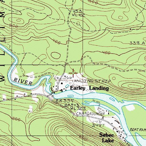 Topographic Map of Two Falls Airport, ME