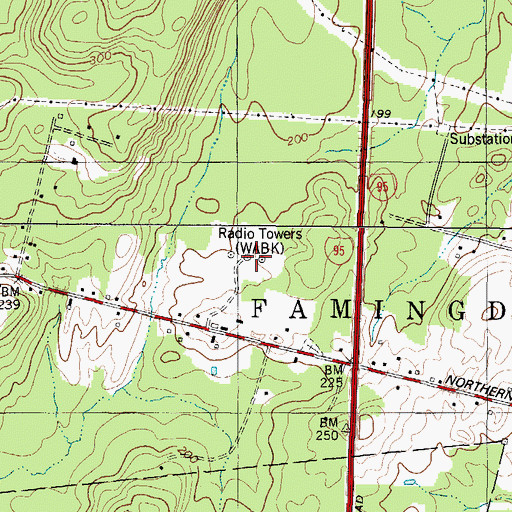 Topographic Map of WFAU-AM (Gardiner), ME