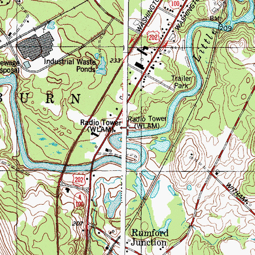 Topographic Map of WLAM-FM (Lewiston), ME