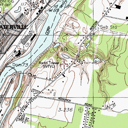 Topographic Map of WTVL-AM (Waterville), ME