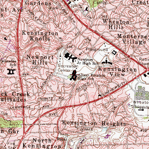 Topographic Map of Albert Einstein High School, MD