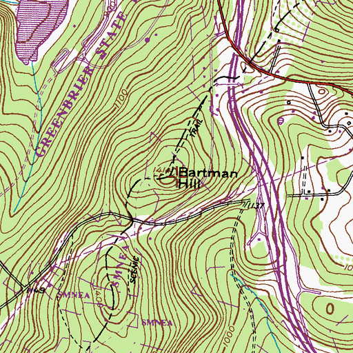 Topographic Map of Bartman Hill, MD