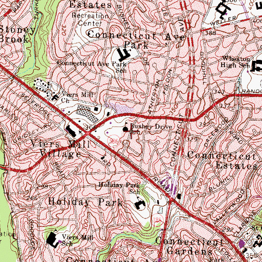 Topographic Map of Bushey Drive School, MD