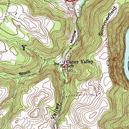 Topographic Map of Caney Valley, PA