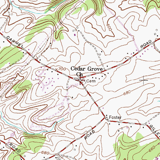 Topographic Map of Cedar Grove Church, MD