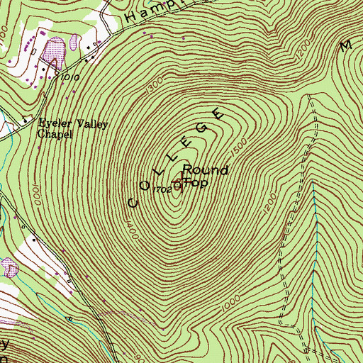 Topographic Map of College Mountain, MD
