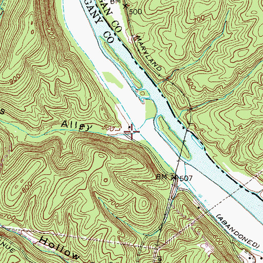 Topographic Map of Devils Alley, MD