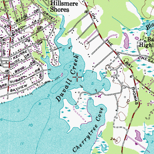 Topographic Map of Duvall Creek, MD