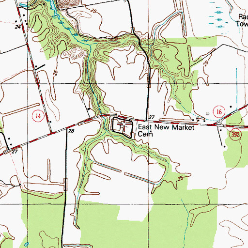 Topographic Map of East New Market Cemetery, MD