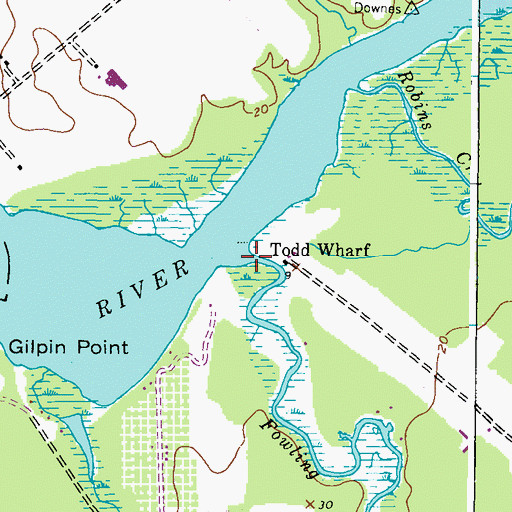 Topographic Map of Fowling Creek, MD