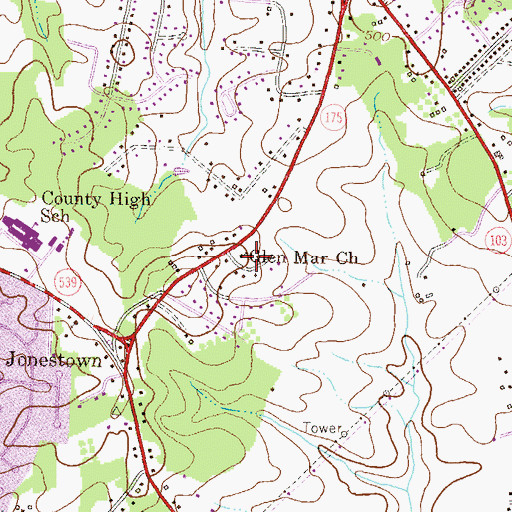 Topographic Map of Glenmar United Methodist Church, MD