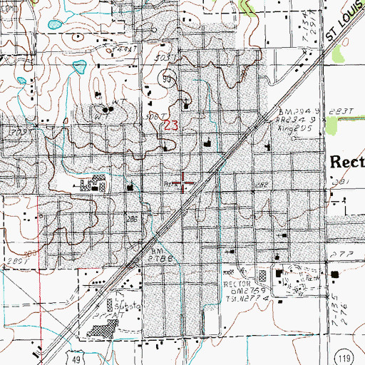 Topographic Map of Rector, AR
