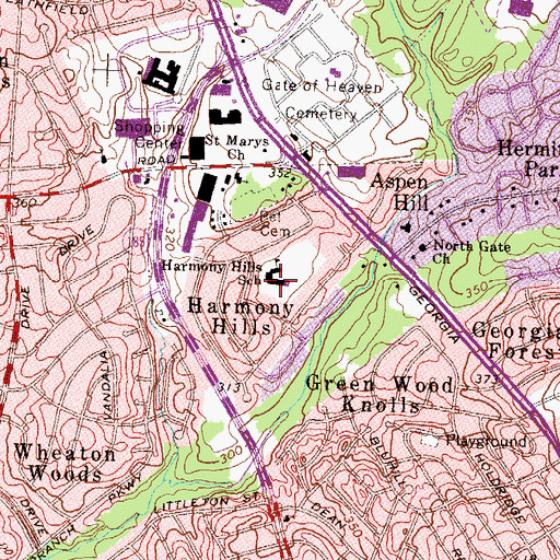 Topographic Map of Harmony Hills Elementary School, MD