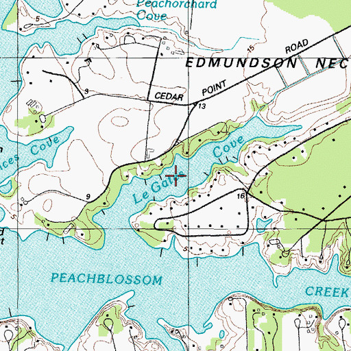Topographic Map of Le Gates Cove, MD