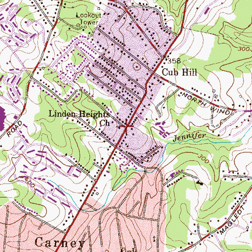 Topographic Map of Linden Heights Church, MD