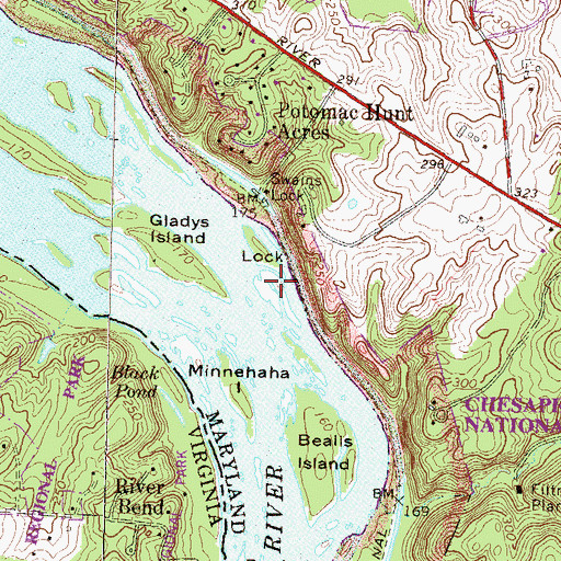 Topographic Map of Lock Island, MD