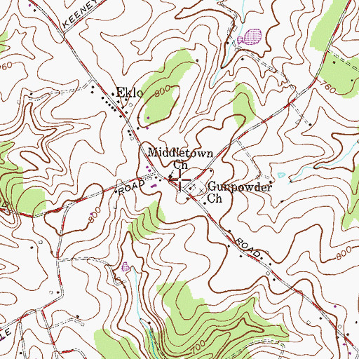 Topographic Map of Middletown Methodist Church, MD
