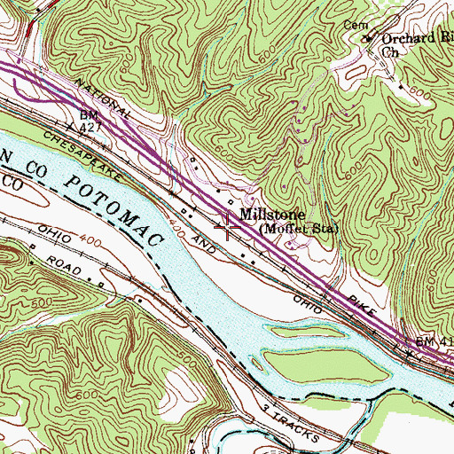 Topographic Map of Millstone, MD