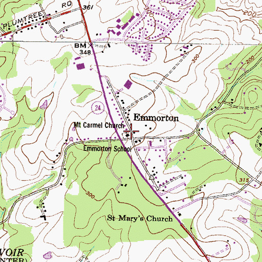 Topographic Map of Mount Carmel Church, MD