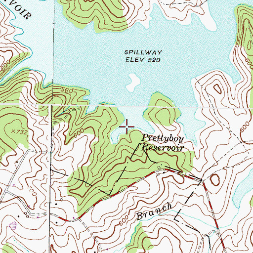Topographic Map of Prettyboy Reservoir, MD