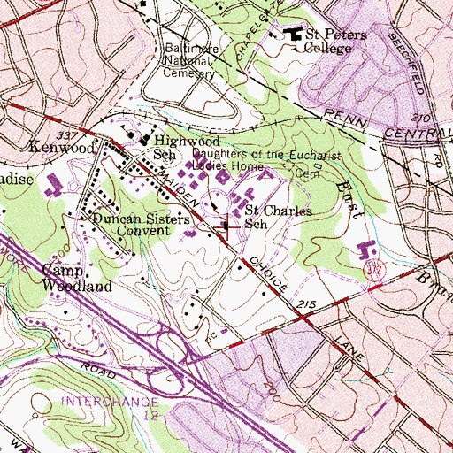 Topographic Map of Saint Charles School, MD