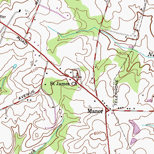 Topographic Map of Saint James Church, MD