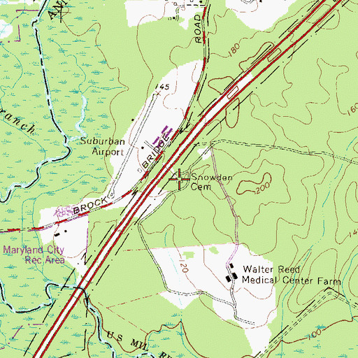Topographic Map of Snowden Cemetery, MD