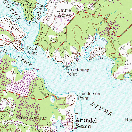 Topographic Map of Steedmans Point, MD