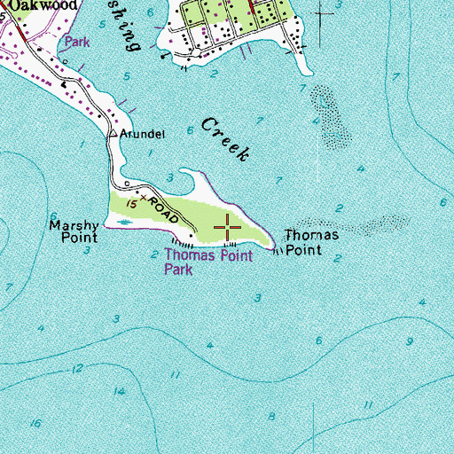 Topographic Map of Thomas Point Park, MD