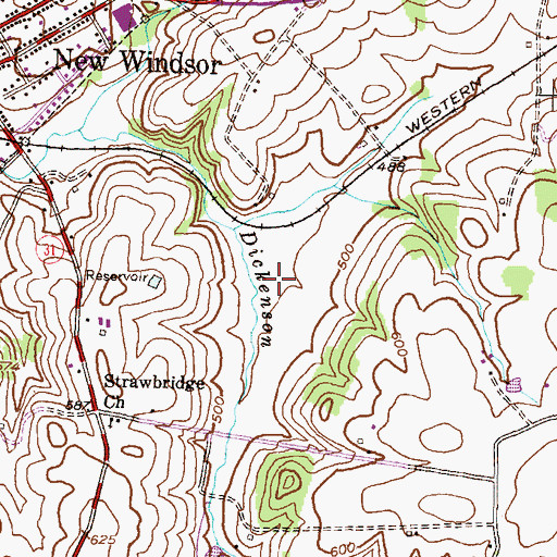 Topographic Map of Wakefield Valley, MD