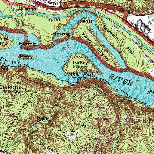 Topographic Map of Yellow Falls, MD
