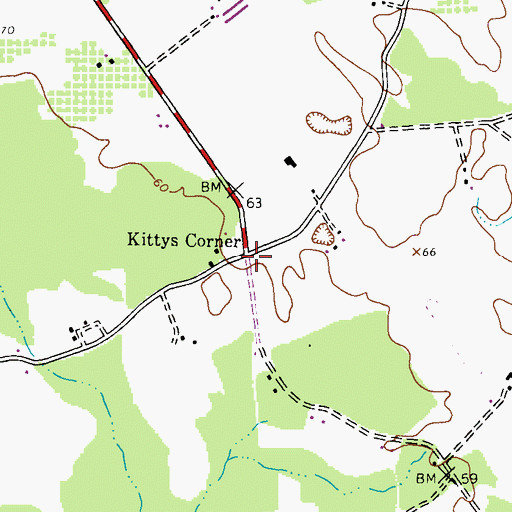 Topographic Map of Kittys Corner, MD