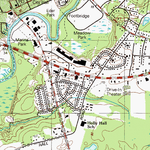 Topographic Map of Crossroads Shopping Center, MD